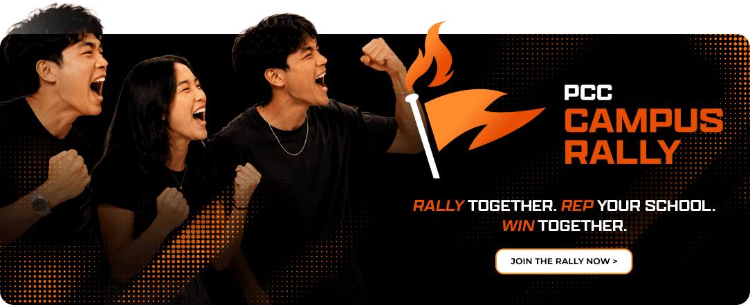 PCC Campus Rally — rally together, rep your school, win together. Join the rally now.